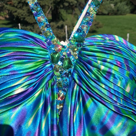 La Femme Colorful Long Party/Prom Dress - Picture 4 of 8